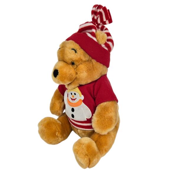 Disney Store Winnie the Pooh Plush 12" Snowman Sweater Winter Hat Holiday - Picture 7 of 8